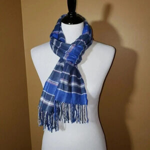 Lands‎ End blue plaid unisex scarf